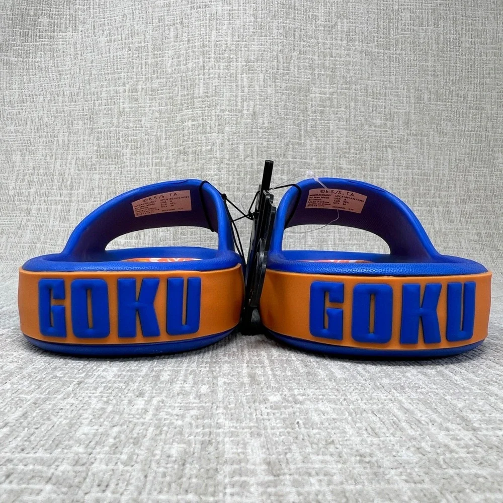 NEW Dragon Ball Super Goku Men's Size 12 Blue Orange Slide Sandals Ground Up